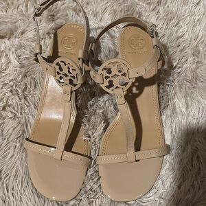 Tory Burch Beige T-Strap Sandals